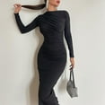 thumbnail image 6 of Blczomt Long Sleeve Womens Holiday Dresses 2025 Black Slim Sexy Bodycon Elegant Crewneck Sheath Dress, 6 of 7