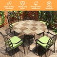 thumbnail image 3 of Mantel redondo de vinilo Tcwhniev con borde elástico, 100 % impermeable y resistente al aceite, de PVC, fácil de limpiar, para interior y exterior, a cuadros marrones, de 114 a 140 cm, 3 of 8