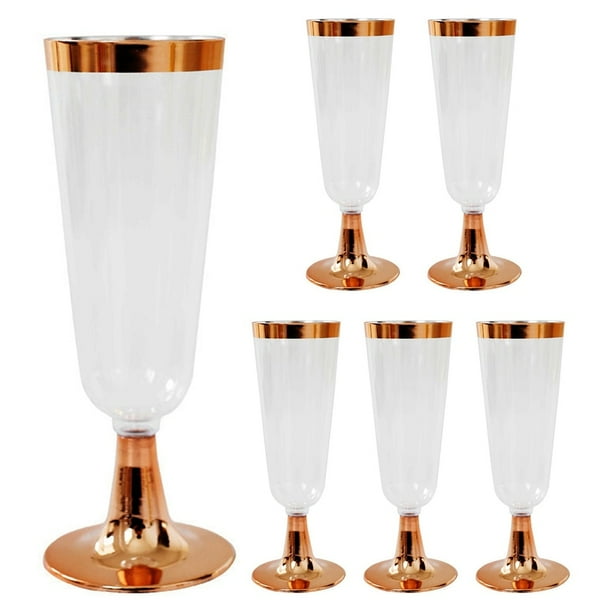 Xmarks 6 Pack Plastic Champagne Flutes 5 Oz Clear Plastic Toasting