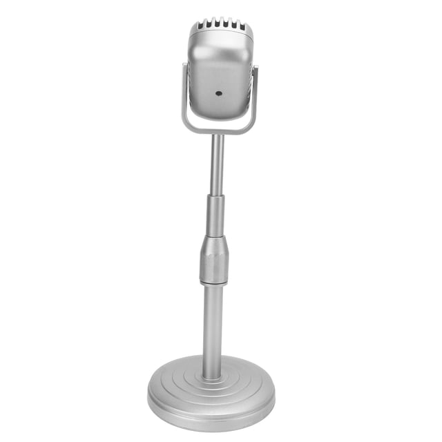 Modèle de Microphone à l'Ancienne, Hauteur Réglable 33-41cm Style Rétro Ensemble d'Accessoires de Micro avec Base Stable et Tige de Support pour Décoration de Fête de Photographie