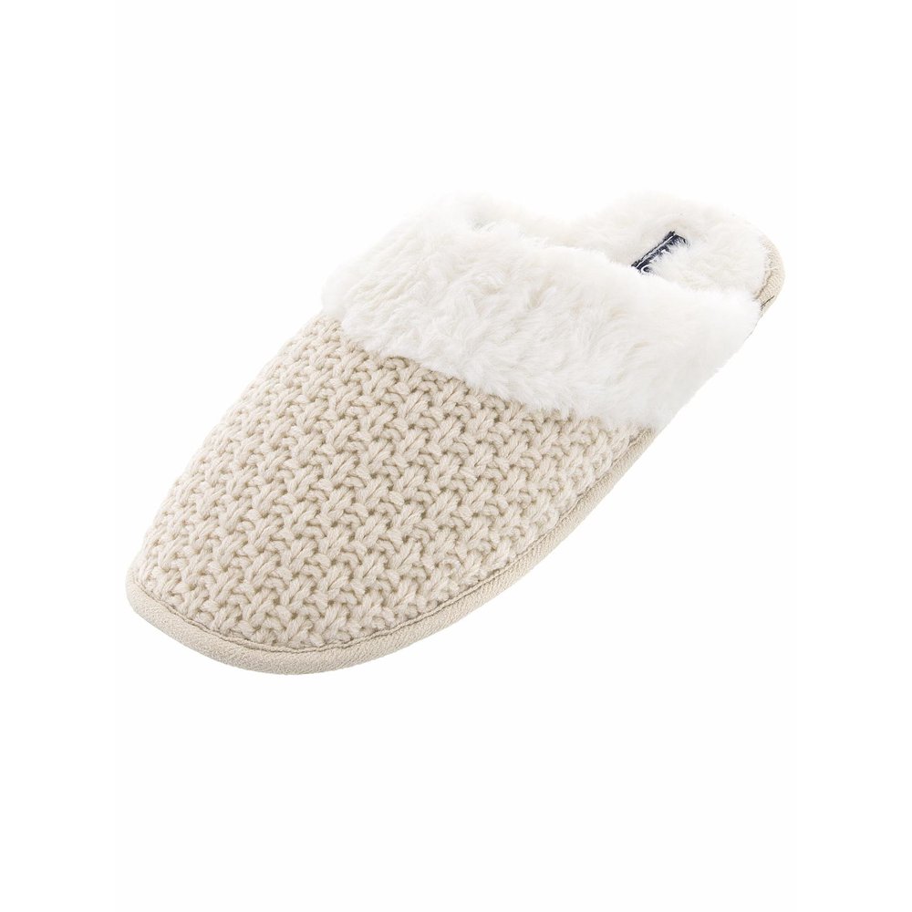 IZOD IZOD Womens Ivory Knit Scuff Slippers