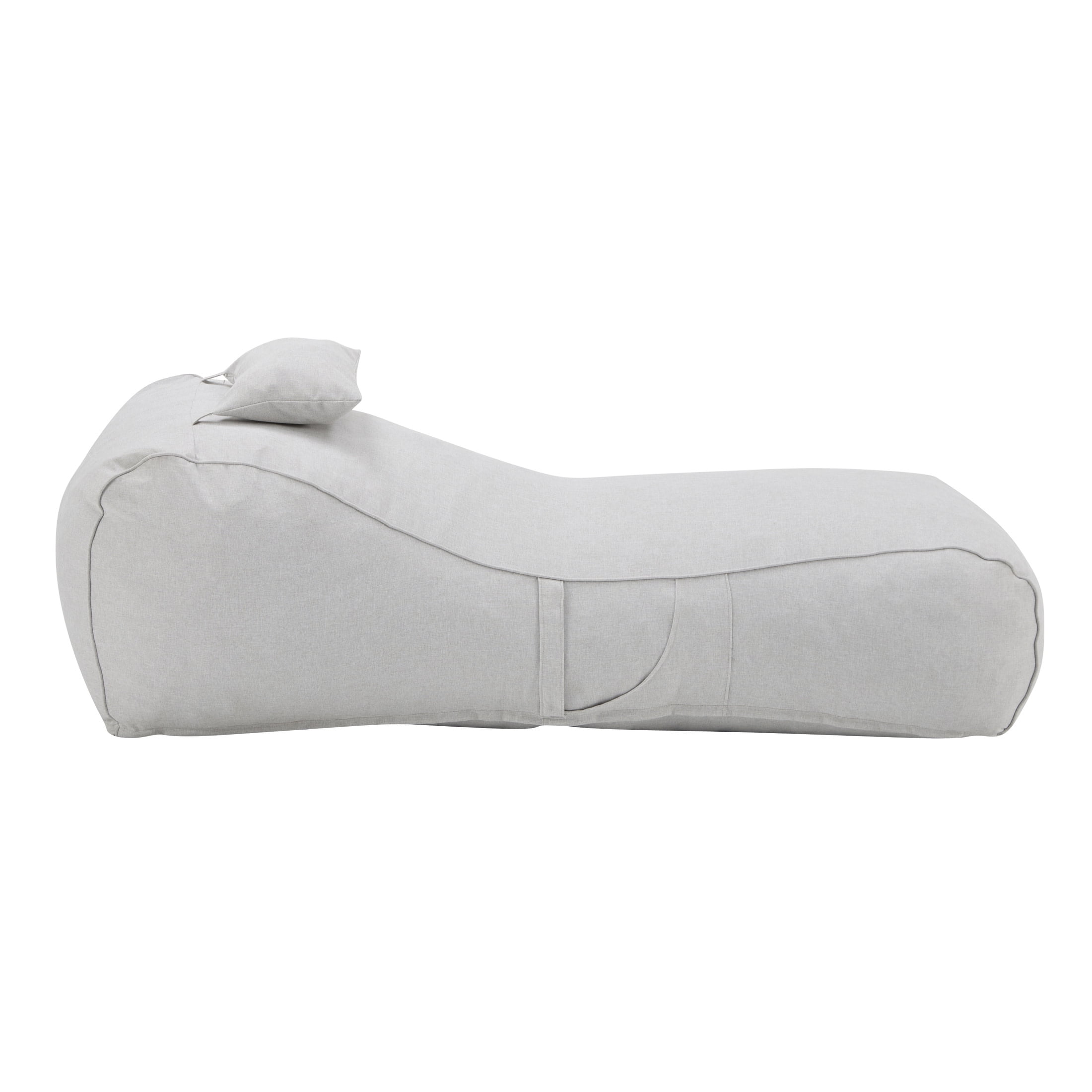 Christopher Knight Home 71" Outdoor Bean Bag Lounge Chair with Headrest Pillow, Plush Foam Fill, Light Gray