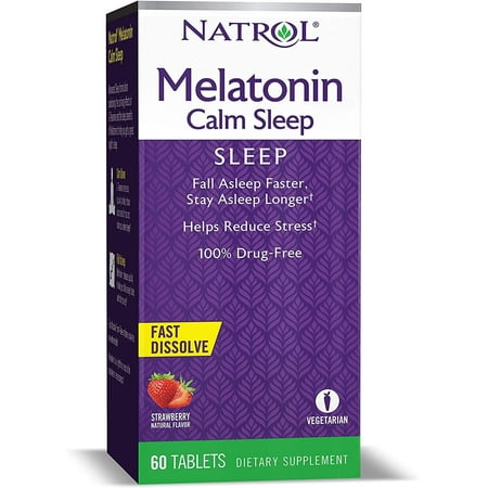 Natrol Melatonin Calm Sleep Fast Dissolve Tablets, Helps Reduce Stress 60 ct