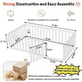 thumbnail image 5 of DreamBuck Twin Size Floor Bed Frame with Fence and Door, Wood Montessori Bed with Safety Guardrails, Floor Bed Frame for, Boys, Girls, No Box Spring Needed,White(No Bed Slats), 5 of 8