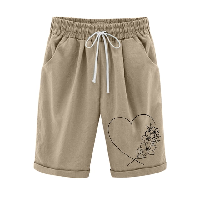 Pantalones Cortos Casuales Impresos de la Cintura Elástica con Bolsillos, Pantalones Casuales para Todo el Uso Diario de la Temporada