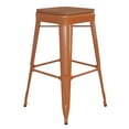 thumbnail image 2 of BizChair Stacking Backless Barstool, Orange/Teak, 2 of 12