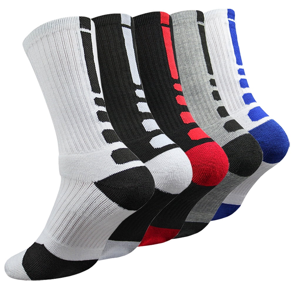 5Pack Men's Cushioned Performance Sport Socks Basketball Compression Athletic Socks For Running Training