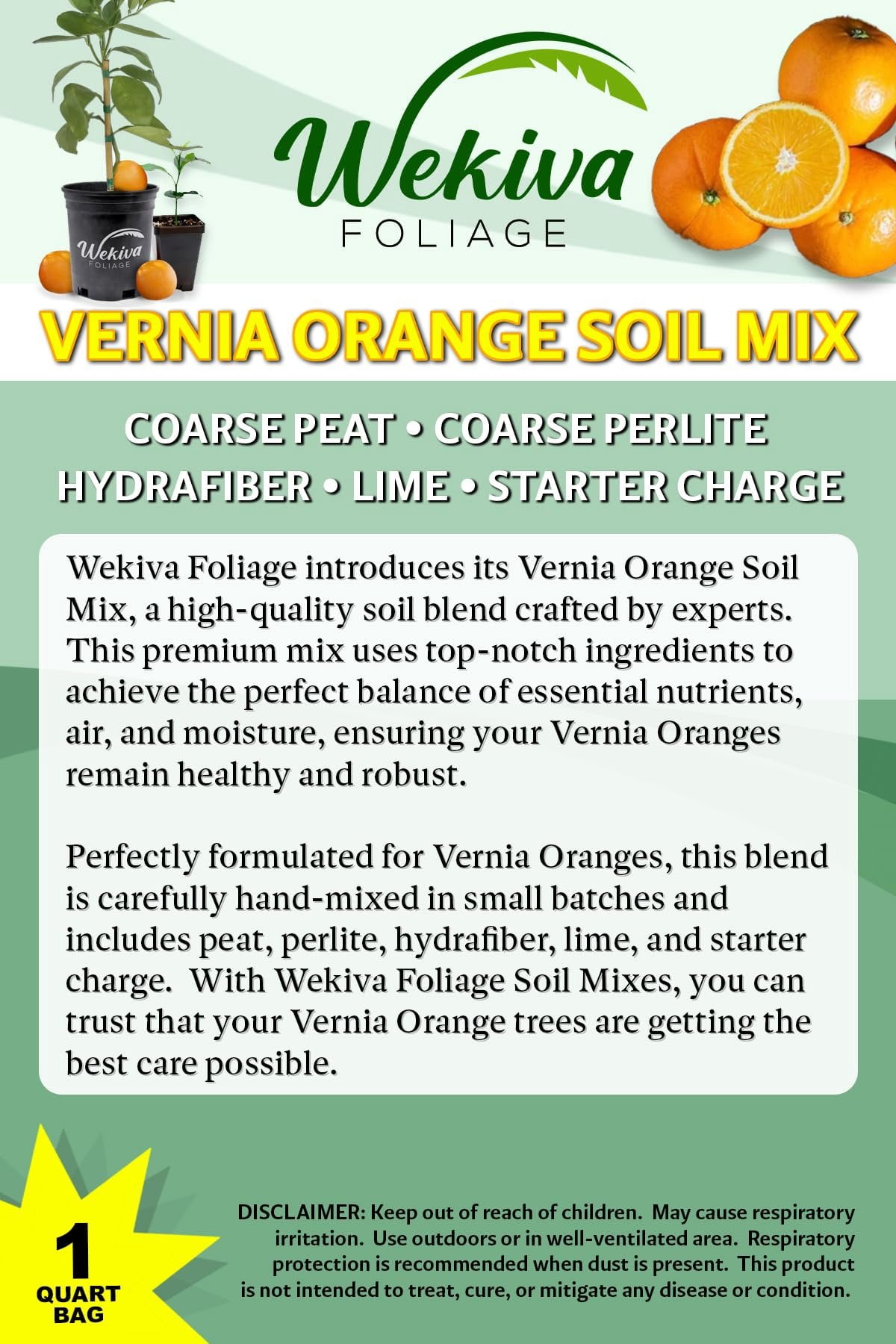 Vernia Orange Tree Growing Soil Mix  20 Quarts - Custom Soil Blend  Potting Mix for Vernia Orange Trees  Specially Developed by and for Professional Nursery Growers - Nutrient-Rich Formula
