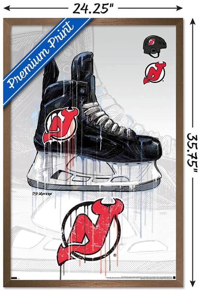 NHL New Jersey Devils - Drip Skate 21 Wall Poster, 22.375" x 34", Framed