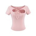 thumbnail image 3 of Women's Summer Plus Size T-Shirts Casual Solid Color Short Sleeve Round-Neck Tee shirts Loose Fit Tops Clothes S-L, 3 of 6