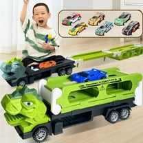 Msgweeeg Car Toy Boy Christmas Gifts Kids Toys Boys 6-8 Children's Large Deformation Press Ejection Dinosaur Car Sliding Container Truck Tyrannosauruss Foldable Gifts for Boys Gifts for Girls