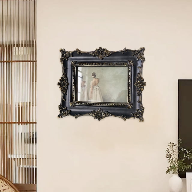 Marco de foto resina de resina foto marco rectángulo de decoración del hogar pintura marco de marco de arte sala de estar adornado marco europeo Negro