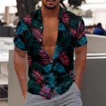thumbnail image 2 of Camisas Para Hombre Manga Larga Regular Fit Camisa de manga corta creativa suelta informal con estampado digital 3d de flores y hierba de moda de verano (Pink, 3XL), 2 of 5