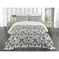 thumbnail image 3 of Ambesonne Ethnic Quilted Bedspread Set 3 Pcs, Old Floral Leaf Ornament, Queen Size, Maroon Teal, 3 of 5