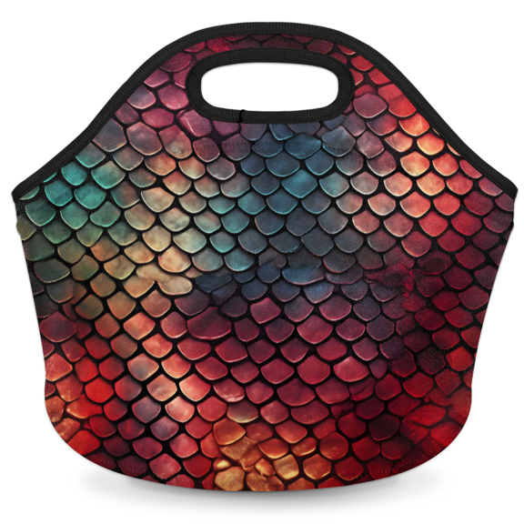 Herdesigns Snake Skin Print Insulated Neoprene Lunch Bag for Women Men Lunch Box Washable Reusable Lunch Tote Lightweight Lunch Handbag for Work Outdoor Picnic