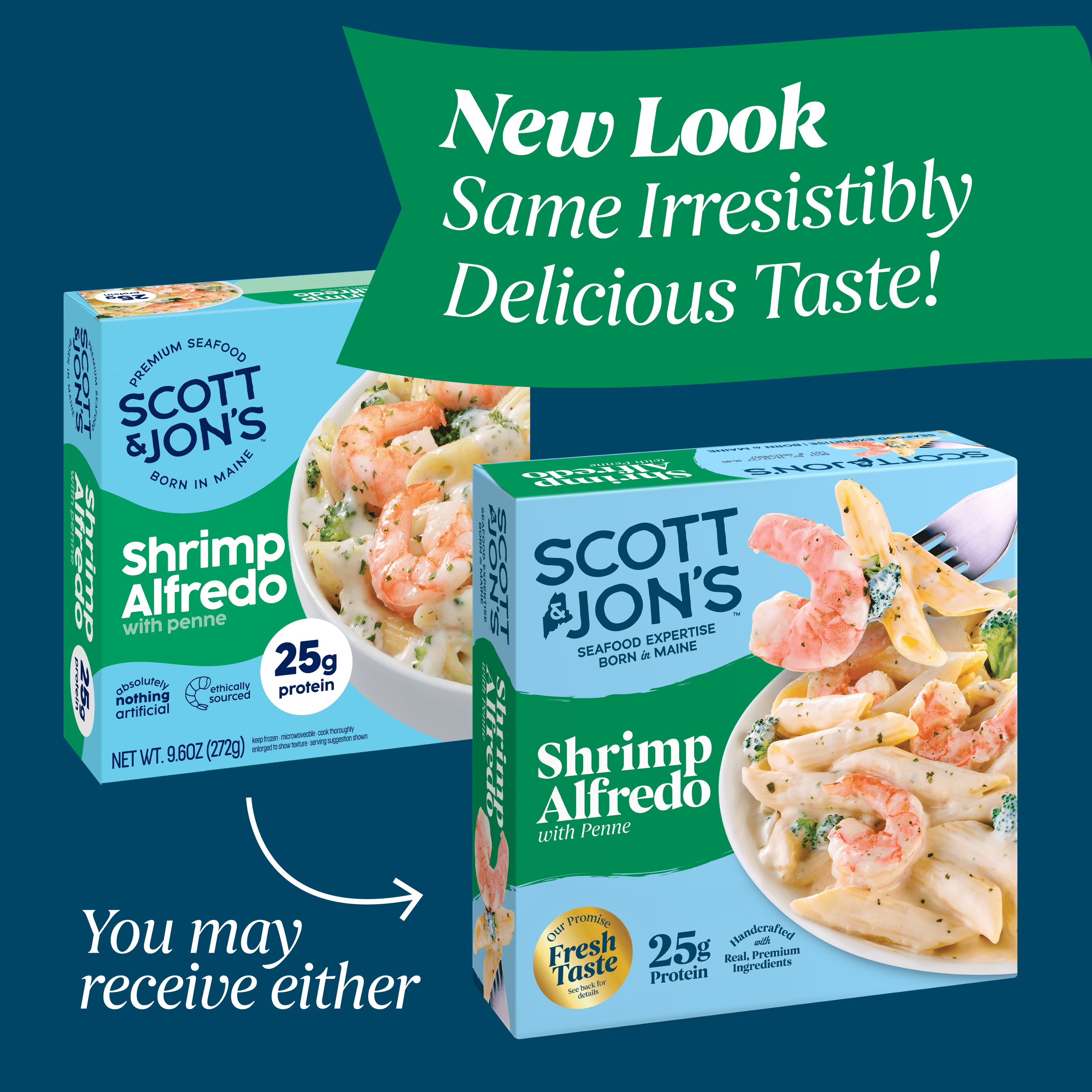 Scott & Jon’s Frozen Meals, Shrimp Alfredo Pasta, Microwave Meals, Frozen Lunch or Dinner for One, 9.6 oz