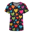 thumbnail image 5 of Busydd Plus Size Scrub Tops Women Fashion Graphic Print Valentines Day Nursing Scrub Top Casual Oversized Short Sleeve V Neck Women Scrubs with Pockets, 5 of 5