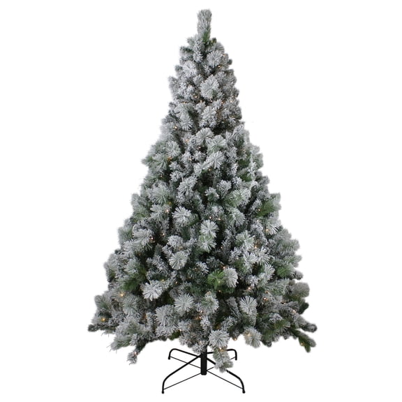 Northlight 6.5' Pre-Lit Flocked Somerset Spruce Artificial Christmas Tree - Clear Lights