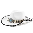 thumbnail image 2 of XIAOCHA Turquoise Accent Cowgirlhat Womens Beaded Trimming Cowboy Hats Rodeo Wide Brim Western Hat,White1, 2 of 3