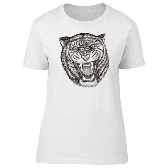 Tiger Growling Ink Sketch T-Shirt Men -Image by Shutterstock, Male 4X-Large