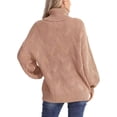 thumbnail image 4 of Domzest Womens Turtleneck Sweater Chunky Cable Knit Pullover Sweaters Long Sleeve Loose Fit Fall Winter Jumper Top Khaki XXL, 4 of 6