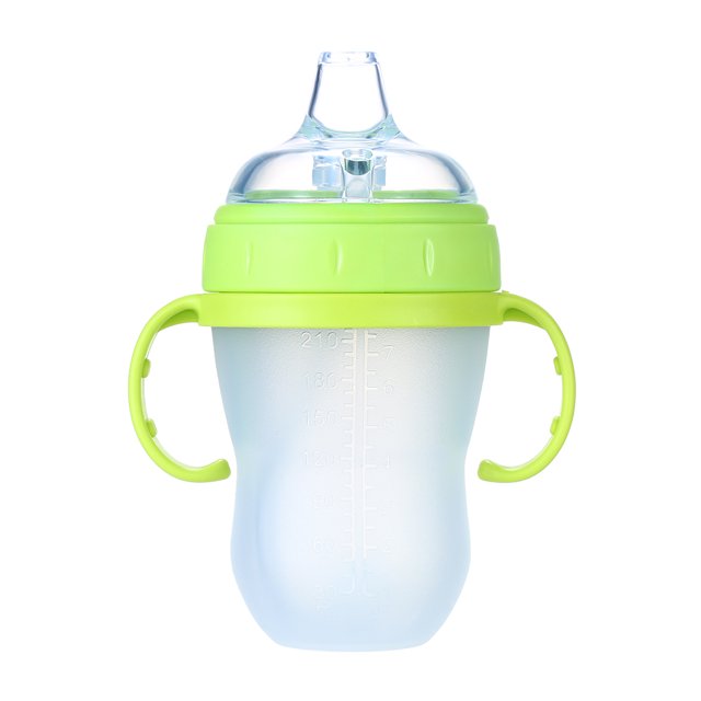 Botella de agua para bebé de 240 ml / 8 oz con leche de boca ancha con pajita yeacher Biberón