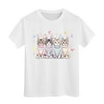 thumbnail image 6 of Toddlers Kids Girls Easter T Shirts Cute Cat Bunny Print Short Sleeve Crew Neck Tees Casual Tops for Spring Holiday and Daily Wear,Light Blue,150, 6 of 8
