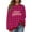 Hot Pink, variant on Nmnitkp Womens Tops Christmas Vintage Plaid Printed Letter Printing Round-neck Casual Sporty Long-sleeved Fleece Sweatshirt Tops Red,L