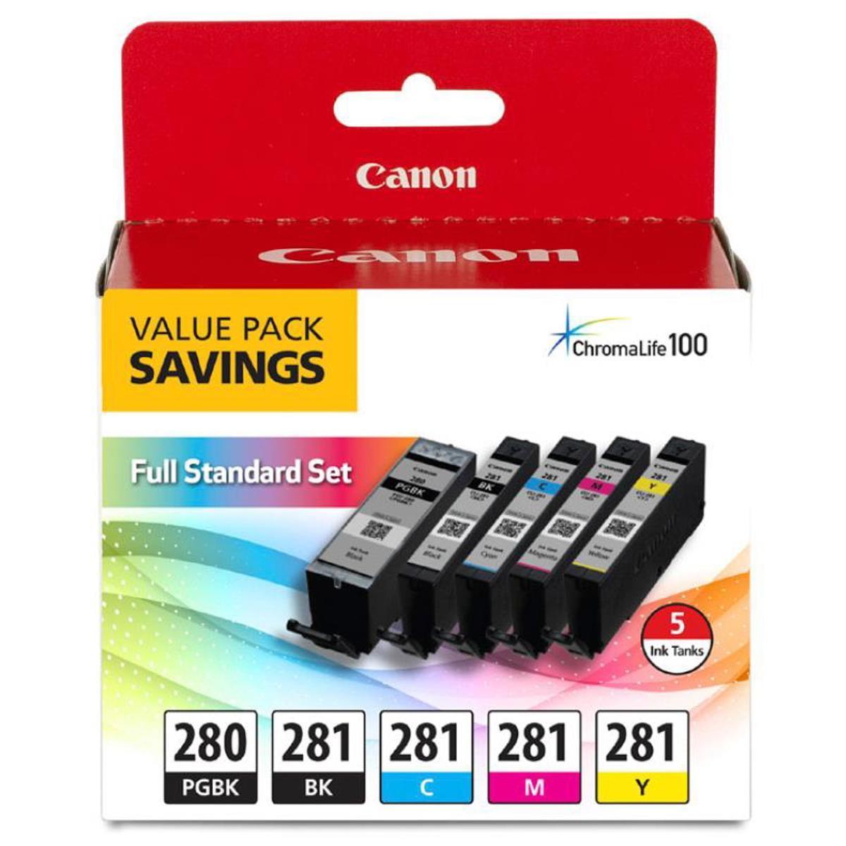 Canon 2 Pack PGI-280/CLI-281 5 Color Ink Pack for Select PIXMA TR, TS Series Printers