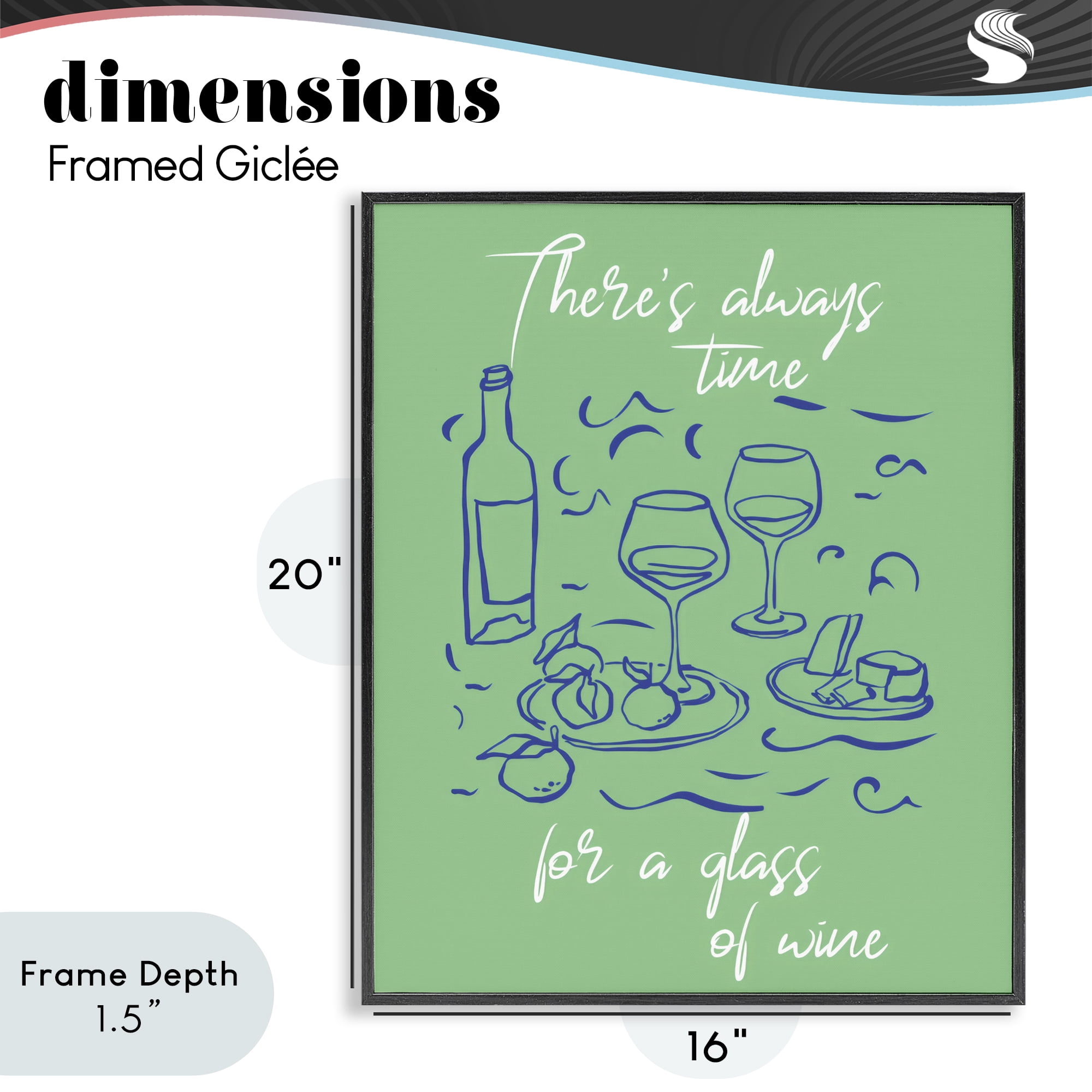 Stupell Industries Always Time For Glass Of Wine Black Framed Giclee Art, design by The Prints Vibe