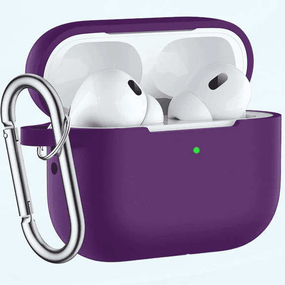 AirPods Pro 2nd Gen Case Cover, Silicone Protective Charging Case Skin with Keychain Compatible with Apple AirPods Pro 2/1 Case for Women Men, Wireless Charging, Front LED Visible, Purple