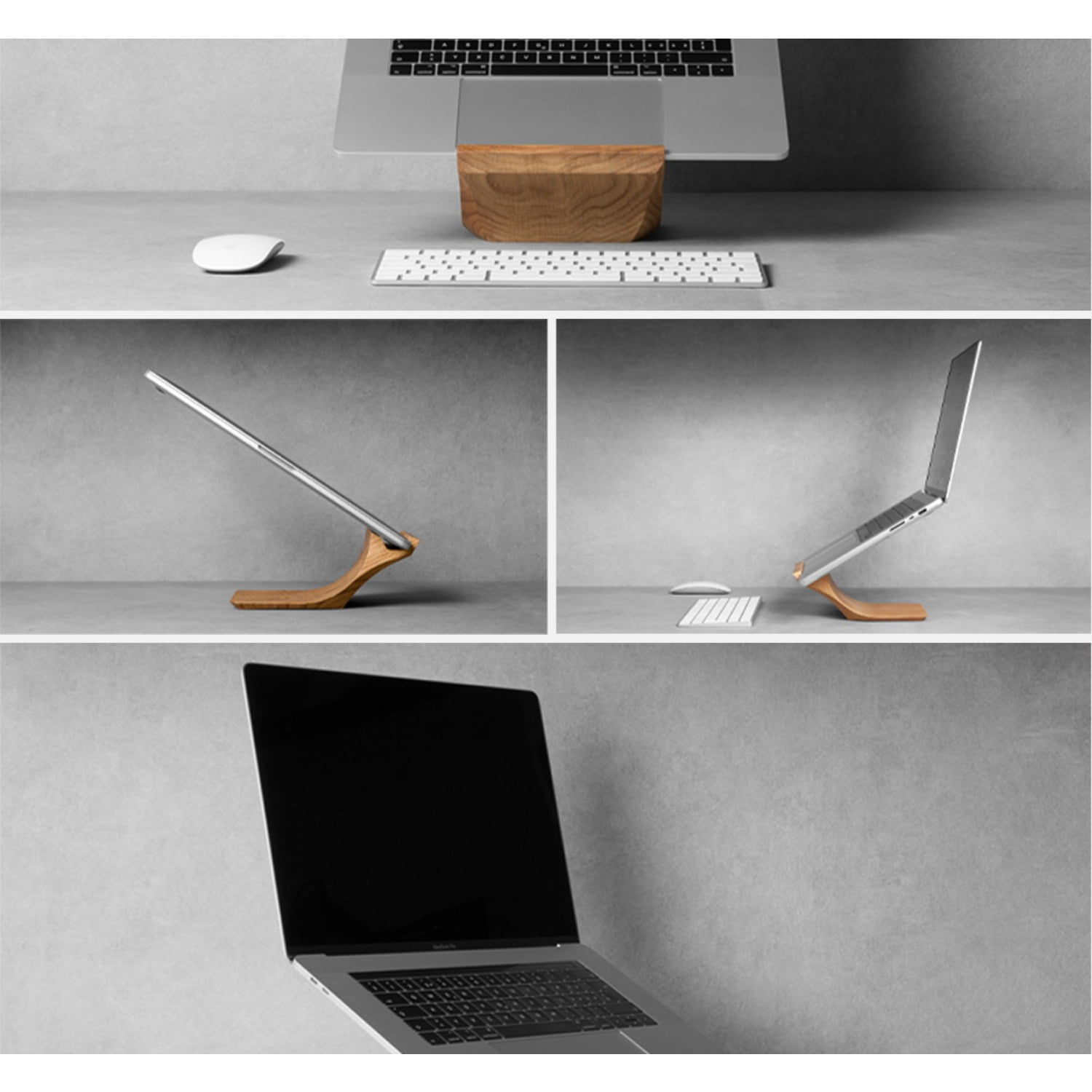 Minimalist Wood Laptop Stand, M5Pro Ergonomic Notebook Riser for Desk, Height Adjustable Computer Holder