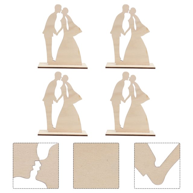 KONTONTY Creative Khaki Bride Groom Models for Decor Made from Plastic Lovely Kissing Design