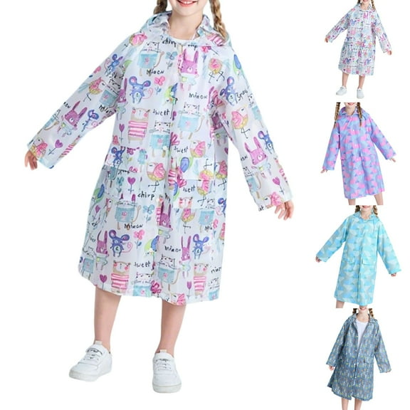 Raincoat for Girls,Rain Coat Kids,Rain Hood Kids Rain Poncho with Hooded Reusable Waterproof Lightweight Ponchos Kids Boy Girl Raincoat Outwear