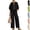 19# Black, variant on Two Piece Outfits for Women Zip Front Top Wide Leg Pants Set Casual Summer Matching Set Loose Fit Tracksuit Black XXL