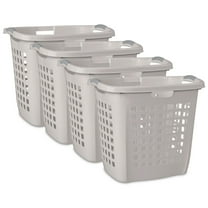 Sterilite Ultra Easy Carry Laundry Basket, 2.1 Bushel Plastic Hamper, Grey Pumice, 4 Pack