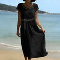 thumbnail image 6 of YTCAMLO 100%Cotton Summer Dresses for Women Fashion Boho Hollow Out Trim Short Sleeve Maxi Dress Comfy Breathable A Line Long Dresses, 6 of 9