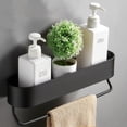 thumbnail image 2 of Estante flotante para baño con barra para toallas, organizador ecológico para montar en la pared, almacenamiento de aleación de aluminio para baño y cocina, 2 of 5