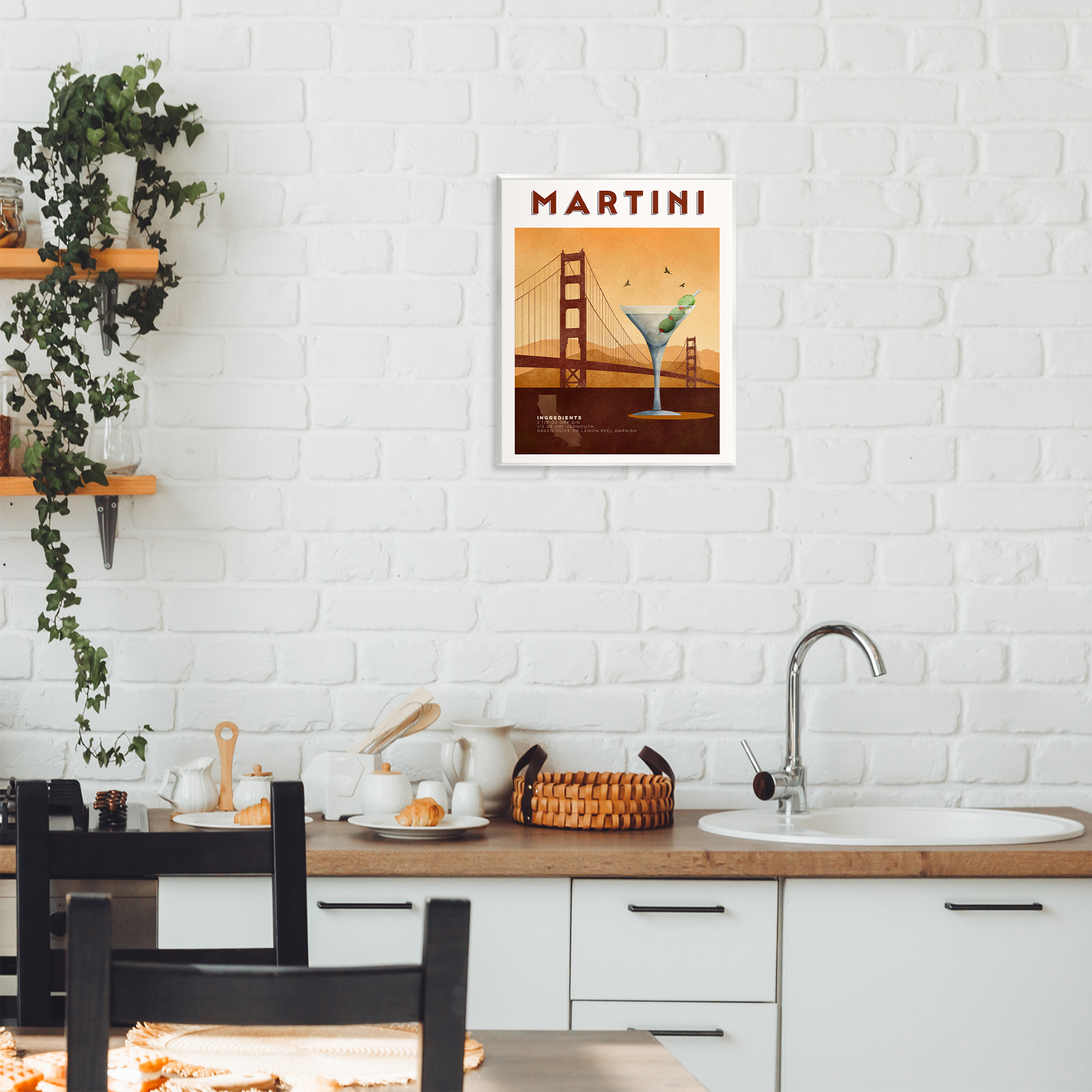 Retro Martini & Bridge View Wall Plaque Art, design by Brett Blumenthal