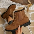 thumbnail image 6 of Lovzfmll Ankle Boots for Women, Mid Heel Boots Round Toe Lace Up, Chunky Low Heel Military Motorcycle Boots Casual Fall Brown Boots, 6 of 9
