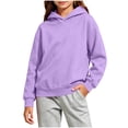 thumbnail image 3 of Kids Pullover Hoodie Solid Color Long Sleeve No Drawstring Relaxed Fit Casual Sweatshirt for Boys Girls (Ages 2-14 Years) School Daily Wear, 3 of 10