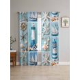 thumbnail image 4 of Sheer Curtains 63 Inches Long 2 Panels, Summer Beach Anchor Lighthouse Starfish Rod Pocket Curtain Voile Draperies, Blue Wood Grain Light Filtering Window Treatment for Living Room Kitchen Bedroom, 4 of 8