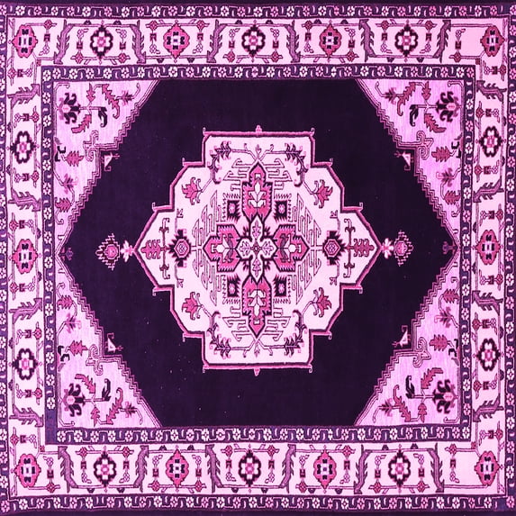 Ahgly Company Indoor Square Medallion Pink Traditional Area Rugs, 6' Square