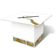 Beistle Pack of 6 White Graduation Cap “Congrats Grad" Party Gift Card Boxes 8.5”