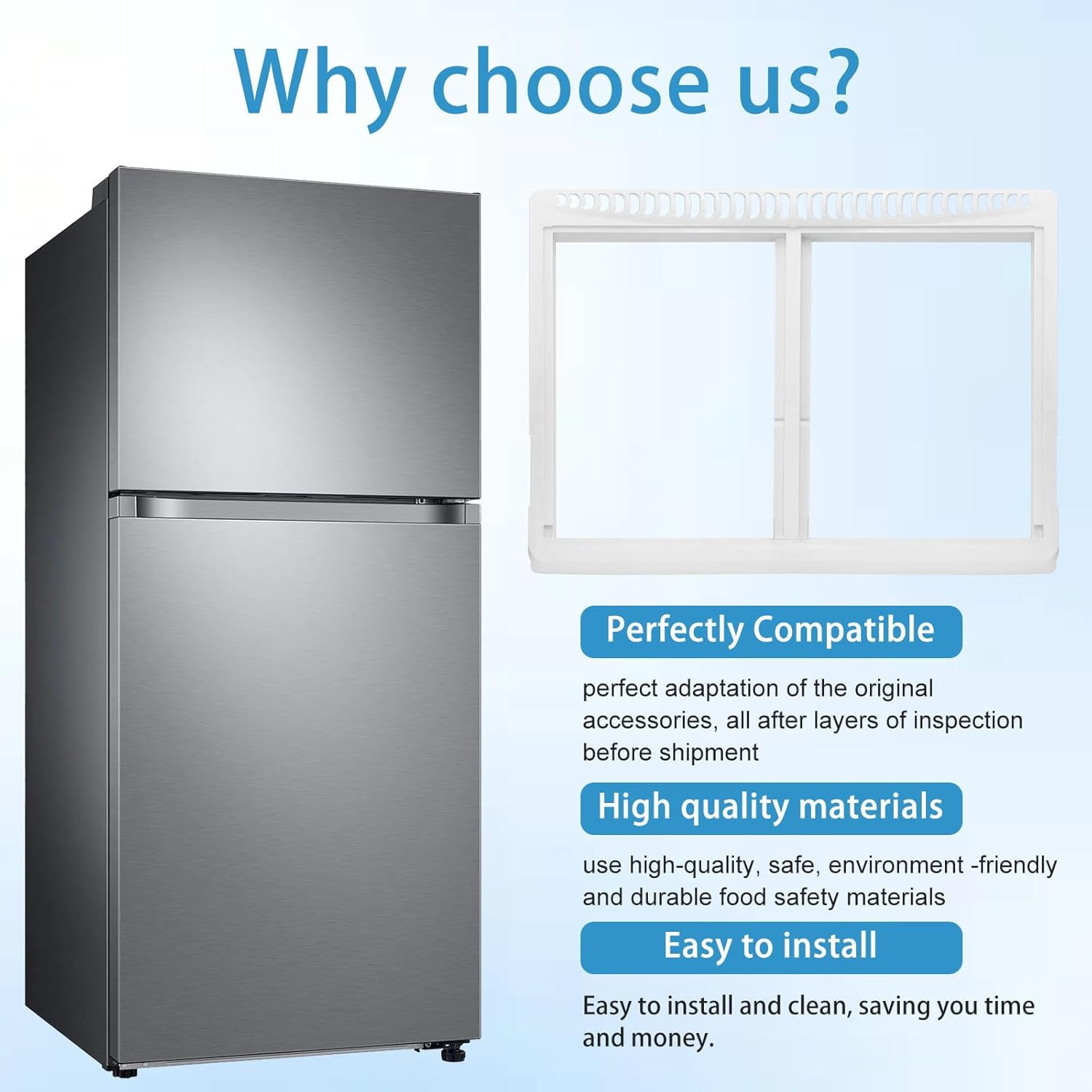 Drawer Cover Frame Compatible Crisper for Frigidaire Refrigerator Part Number 240364787 AP4432913 240364714 240364725 240364794 1512532 216979402 216995502 240364747 240364764 240364778 2363600