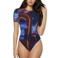 thumbnail image 2 of Picia Futuristic Bar Space View Womens One Piece Swimsuits Modest Tummy Control Bathing Suits Lace Up Slimming Swim Suit-XX-Large, 2 of 9