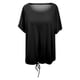 thumbnail image 4 of Camiseta de cuello redondo para mujer - Dobladillo con cordón - Top veraniego elegante con pantalones cortos vaqueros, 4 of 4