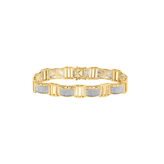 10kt Yellow Gold Mens Round Diamond Link Bracelet 2 Cttw