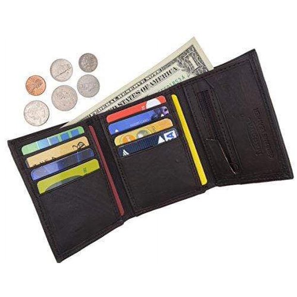 Lambskin Leather Men's Trifold Outside ID Credit Card Holder W