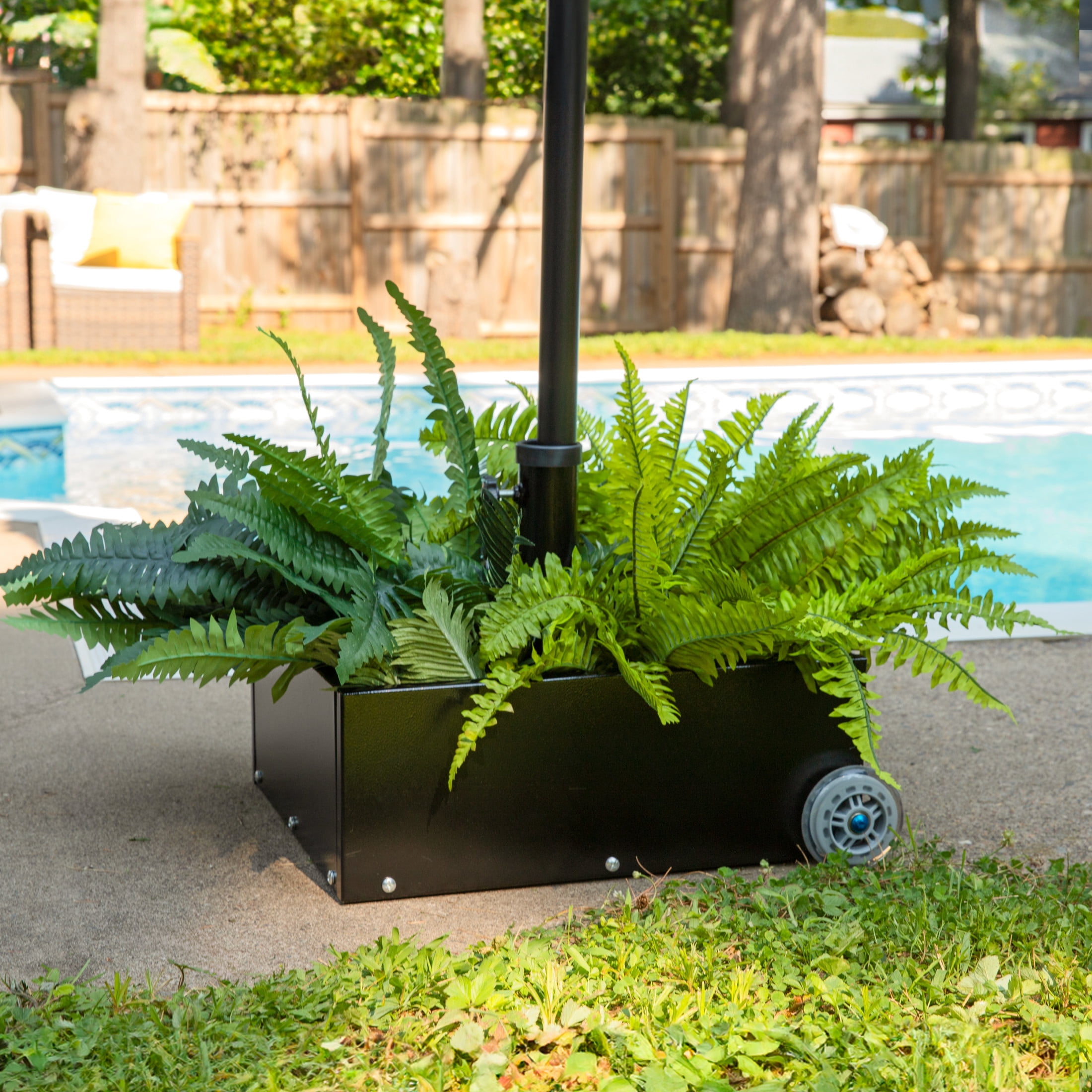 Sunnydaze 100 lb Black Square Powder-Coated Steel Market Umbrella Base